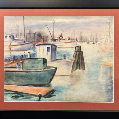 Bradshaw, Anna Mae (1901-2001) study of boats in harbour, watercolor