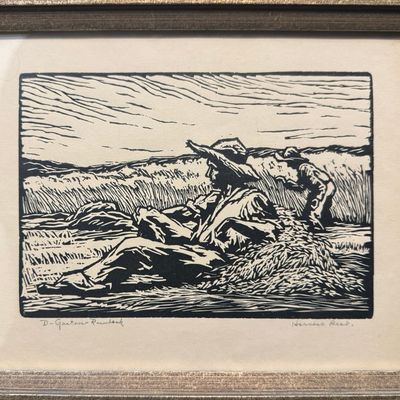 Runbeck, Dolores Gaston (1898-1984) Harvest Rest, linoleum cut