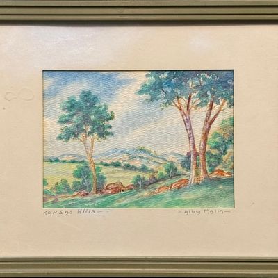 Malm, Alba (1897-1986) Kansas Hills, watercolor
