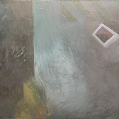 Klocke, Tom (1949-2022) untitled blue abstract with diamond, acylic on canvas