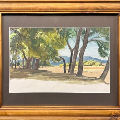 Davidson, Ed (1877-1944) untitled landscape with trees, watercolor