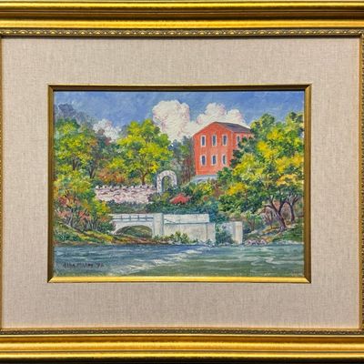 Malm, Alba (1897-1986) Old Mill, Lindsborg, KS, 1972 oil on canvas board