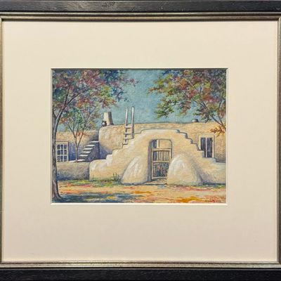 Sale Photo Thumbnail #125: Malm, Alba (1897-1986) Gateway in Taos, watercolor