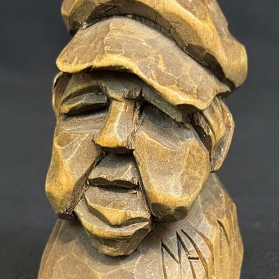 Malm, Norman (1928-2011) old man bust, woodcarving