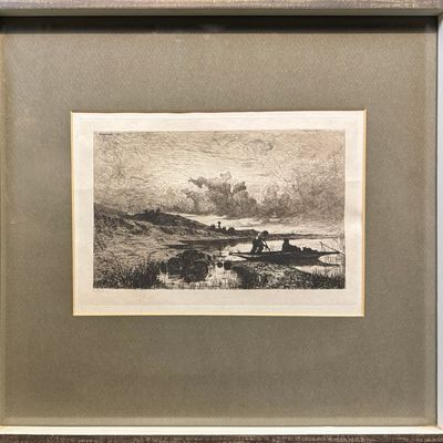 Appian, Adolphe (1819-1898) Un Soir, Bords du Rhone a Rix, 1869 dry point etching