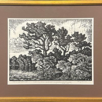 Sandzen, Birger (1871-1954) Willow and Cottonwoods, 1931 linoleum cut