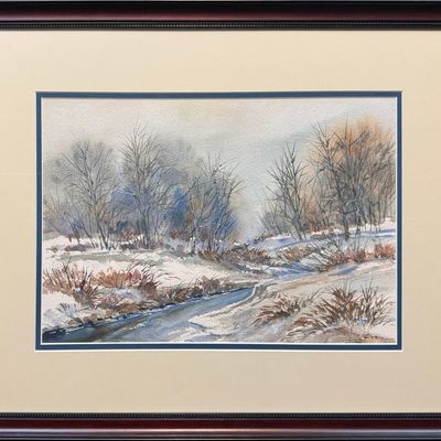 Peterson, Carl (1919-2009) untitled winter landscape, 1980 watercolor