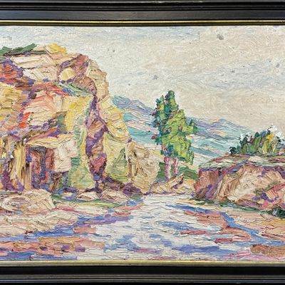 Runbeck, Dolores Gaston (1898-1994) untitled landscape, oil on board
