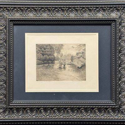 Sale Photo Thumbnail #145: Pulley, James E, Evening at Montauk, 1947 etching