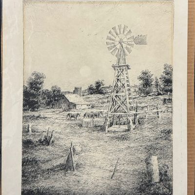 Rogers, Charles B (1911-1987) Windmill at Moon Up, lithograph