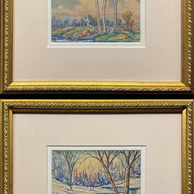 Sale Photo Thumbnail #109: Malm-Dahlquist, Alba (1897-1986) untitled winter and fall watercolors