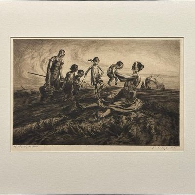 Costigan, John E (1888-1972) Group of Figures, 1937 etching