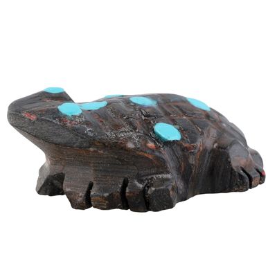 Carl Etsate Zuni Jet Frog Fetish Carving