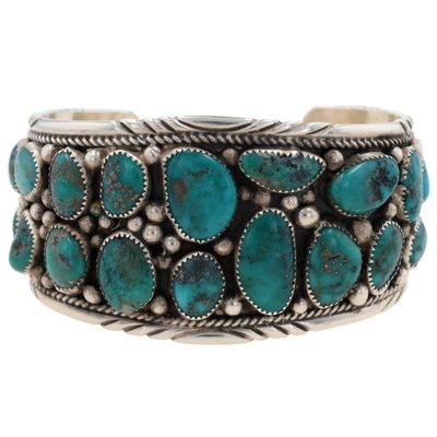 Richardson's Trading Post: Signed Navajo Sterling Turquoise Cuff Bracelet