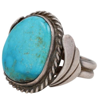 Vintage Navajo Sterling Turquoise Ring Sz 9