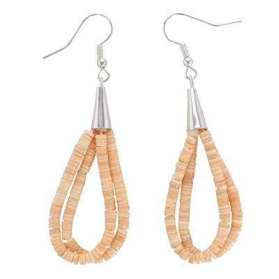 Ramona Bird Santo Domingo Sterling Rolled Melon Shell Heishi Earrings