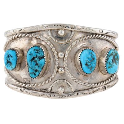 Richardson's Trading Post: Vintage Navajo Sterling Turquoise Cuff Bracelet