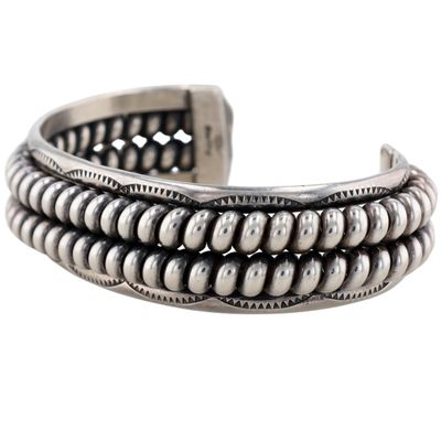Verna Tahe Navajo Sterling Coil Cuff Bracelet