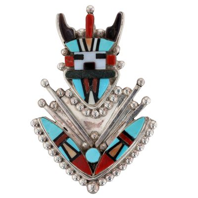 Sybil Cachini Zuni Sterling Multi-Stone Inlay Antelope Kachina Pendant/Brooch