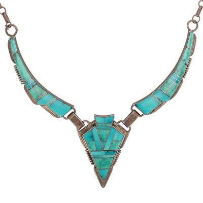 Freeman Indian Jewelry Sterling Turquoise Inlay Necklace