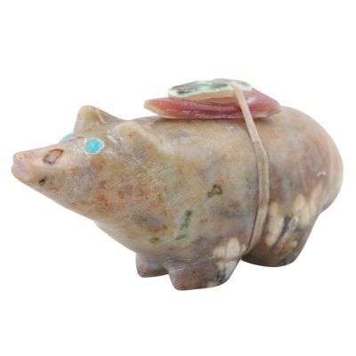 Delvin Leekya Zuni Picasso Marble Wolf Fetish Carving
