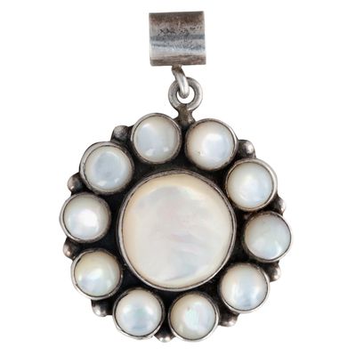 Martin L. Perry Navajo Sterling Mother of Pearl Cluster Pendant