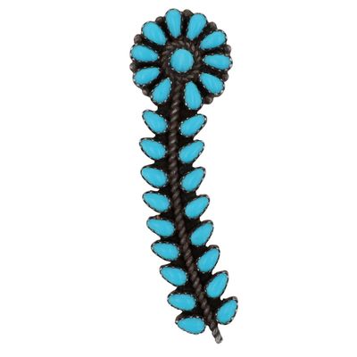 Vintage Zuni Sterling Turquoise Cluster Bar Brooch