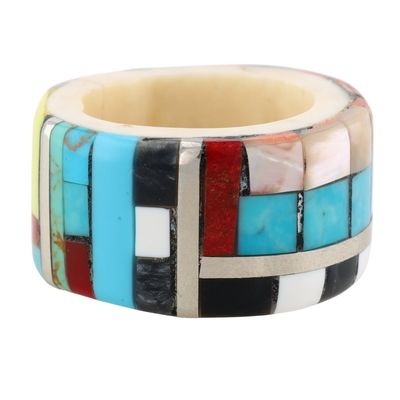 Santo Domingo Multi-Stone Mosaic Inlay Scarf Slide