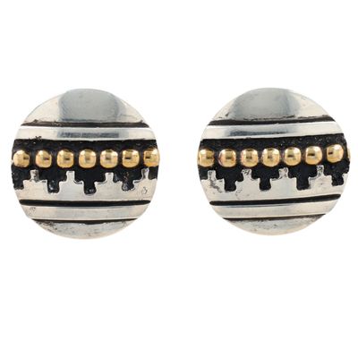 Ernest Wood Navajo Sterling Overlay Disc Earrings