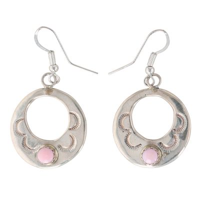 Richardson's Trading Post: Pauline Nelson Navajo Sterling Pink Conch Stamped Dangle Earrings