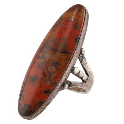 Vintage Navajo Sterling Jasper Ring Sz 6.5