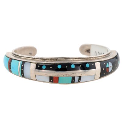 Harold Smith Navajo Sterling Multi-Stone Inlay Cuff Bracelet