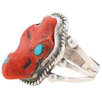 Harrison Jim Navajo Sterling Freeform Coral Ring Sz 9