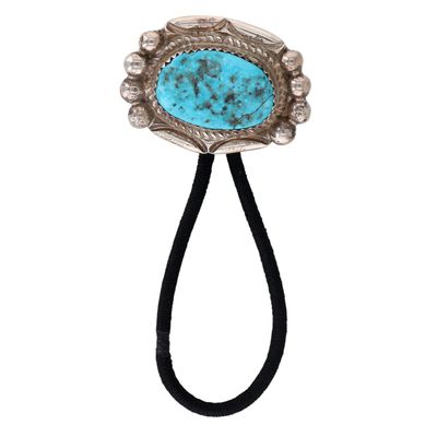 Donovan Nez Navajo Sterling Kingman Turquoise Hair Tie