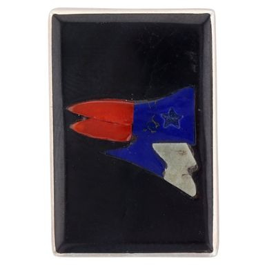 Vintage Bobby Concho Zuni Sterling Multi-Stone Inlay Patriots Pendant