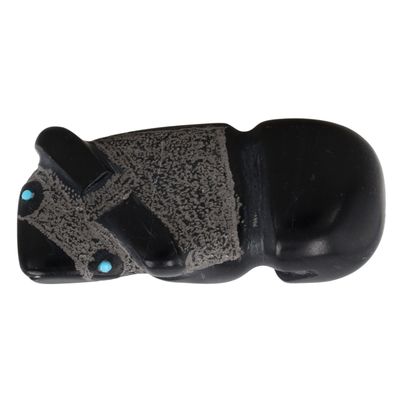 Reynold Lunasee Zuni Black Marble Bear Fetish Carving
