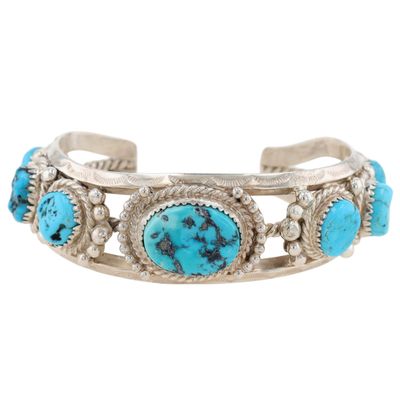 Richardson's Trading Post: Erma Francis Navajo Sterling Turquoise Chunk Cuff Bracelet