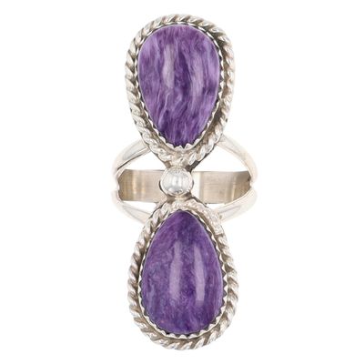 Signed Navajo Sterling Charoite Ring Sz 5.5
