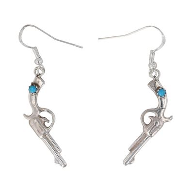 Lorraine Chee Navajo Sterling Turquoise Pistol Earrings