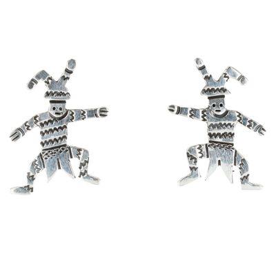 Zandra Tahy Navajo Sterling Stamped Koshare Clown Earrings