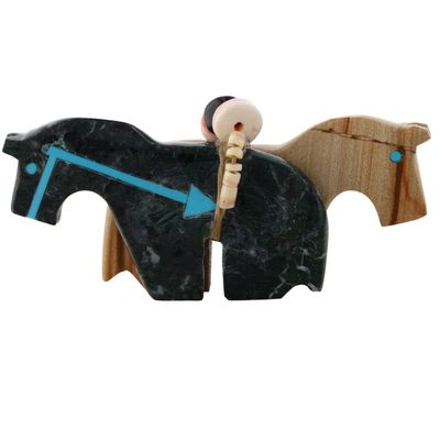 Richardson's Trading Post: Bernard Laiwakete Zuni 2-Direction Bundle Horse Fetish Carving