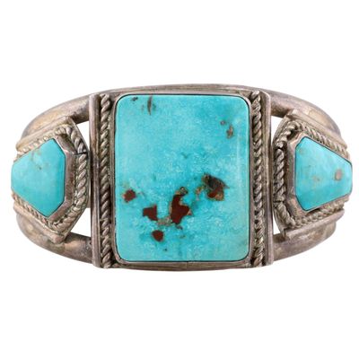 Vintage Navajo Sterling Turquoise Cuff Bracelet