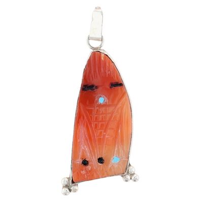 Zuni Sterling Multi-Stone Inlay Corn Maiden Pendant