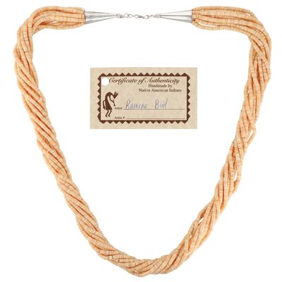 Ramona Bird Santo Domingo Sterling Rolled Melon Shell Heishi Necklace