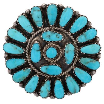 Larry Moses Begay Navajo Sterling Turquoise Cluster Pendant/Brooch