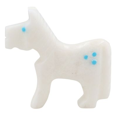 Todd Etsate Zuni White Marble Horse Fetish Carving