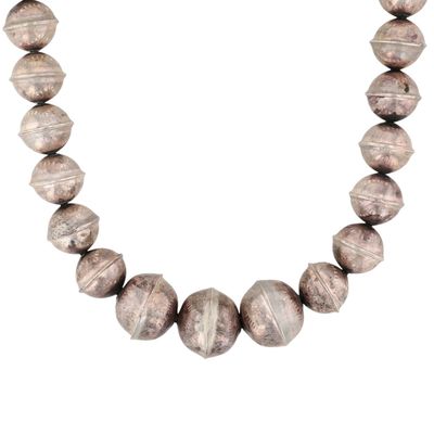 Vintage Navajo Sterling Stamped Bead Necklace