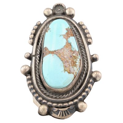 Sheila Becenti Navajo Sterling Turquoise Ring Sz 8
