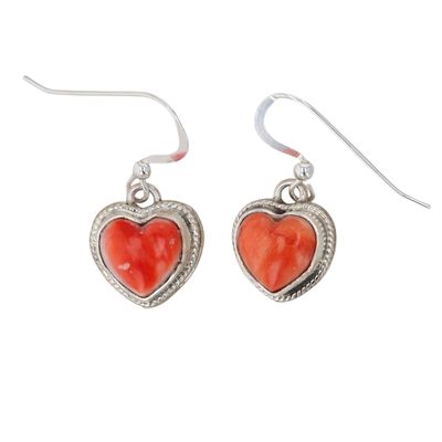 Richardson's Trading Post: Navajo Sterling Spiny Oyster Heart Earrings