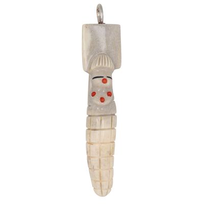 Gabe Sice Zuni Sterling Carved Antler Tabletta Maiden Fetish Pendant